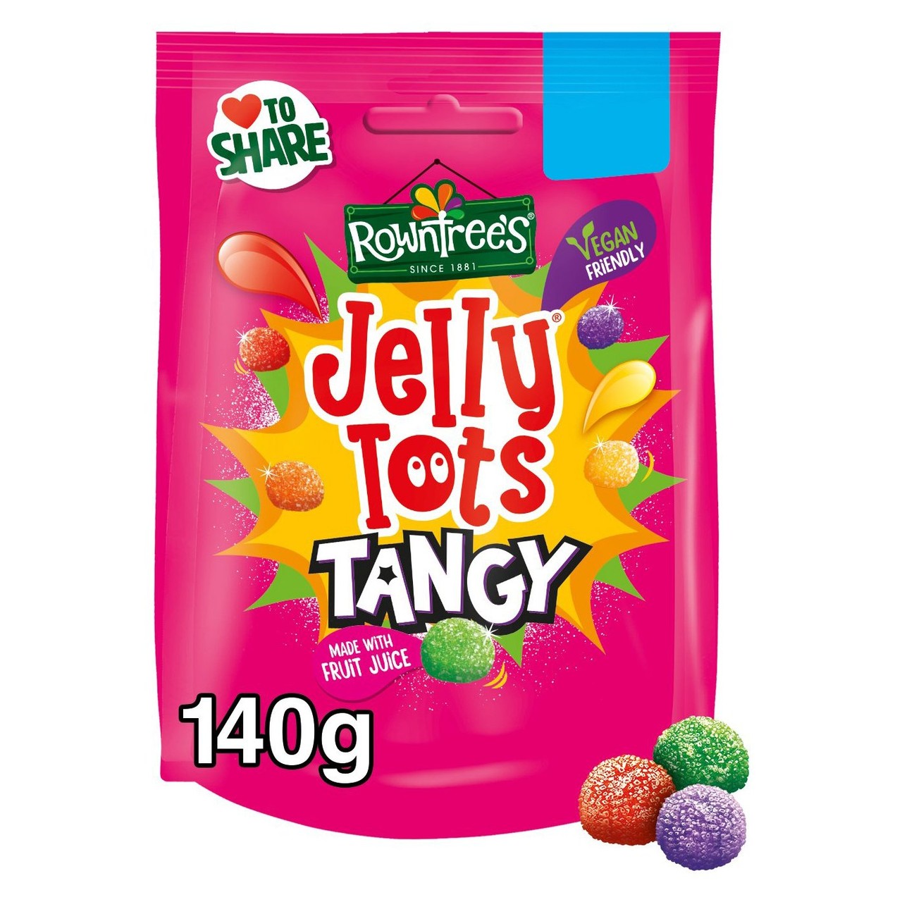 Rowntree's - Jelly Tots Tangy Sweets Sharing Bag 140g