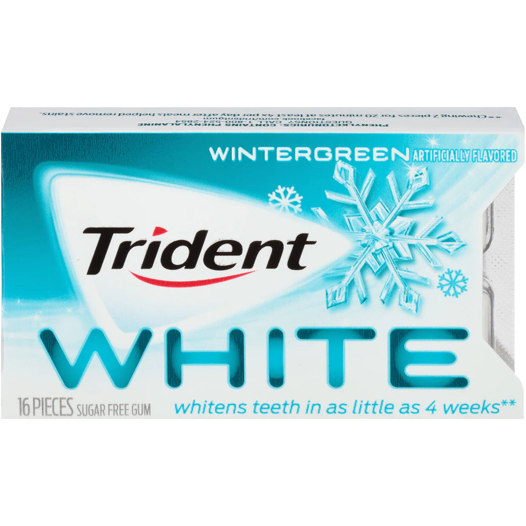 Trident - White Gum Wintergreen Sugar Free 16 Pieces Each