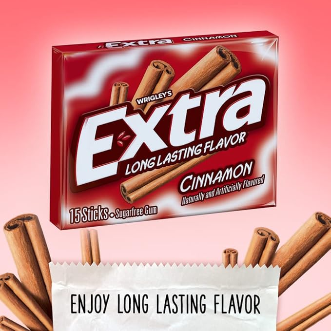 Extra - Long Lasting Flavor Cinnamon SugarFree Gum 15 Sticks