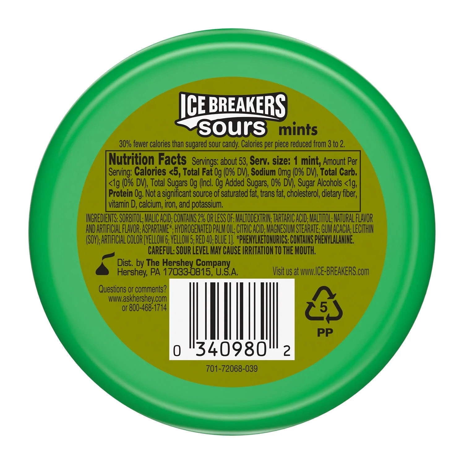 ICE BREAKERS - Sours Assorted Fruit Flavored Sugar Free Mints Tins