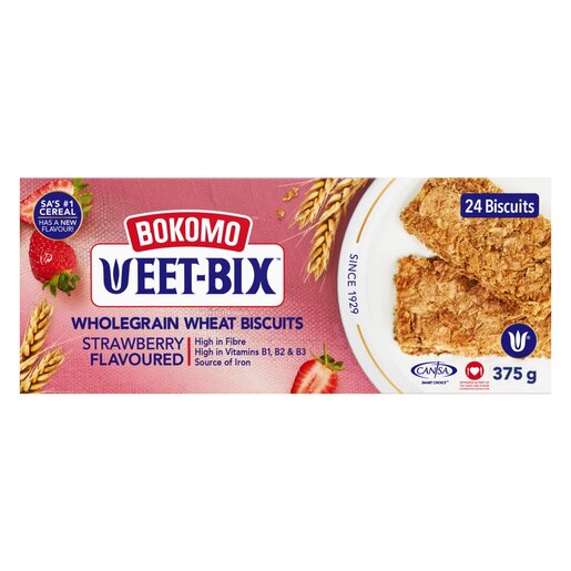 Bokomo - Weet Bix Strawberry Flavoured Wholegrain Wheat Biscuits 375g