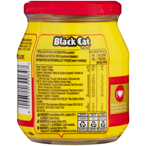 Black Cat - Smooth Peanut Butter No Sugar & Salt 400g (25/12/2025)