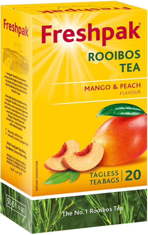 Freshpak - Mango and Peach Flavour Rooibos Tea Tagless Tea Bags 20 Pack