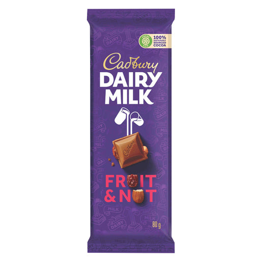 Cadbury Dairy Milk Fruit & Nut Chocolate Slab 80g (BB 26/02/2026)