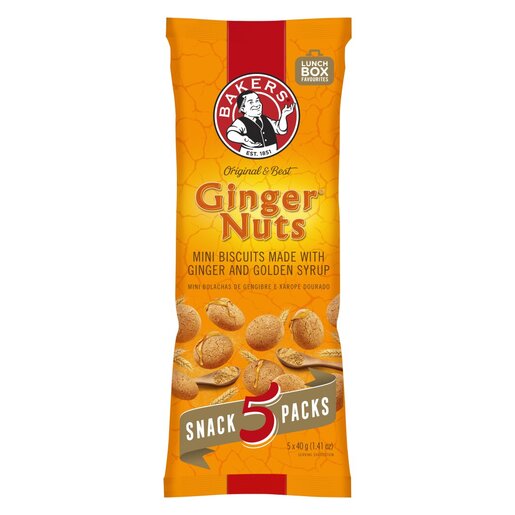 Bakers - Ginger Nuts Mini Biscuits Multipack 5 x 40g